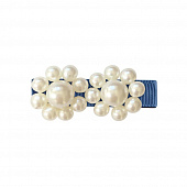 Milledeux Заколка-зажим &quot;Pearl Flower&quot; двойная, коллекция &quot;Pearl Grasgrain&quot;, дымчатый синий