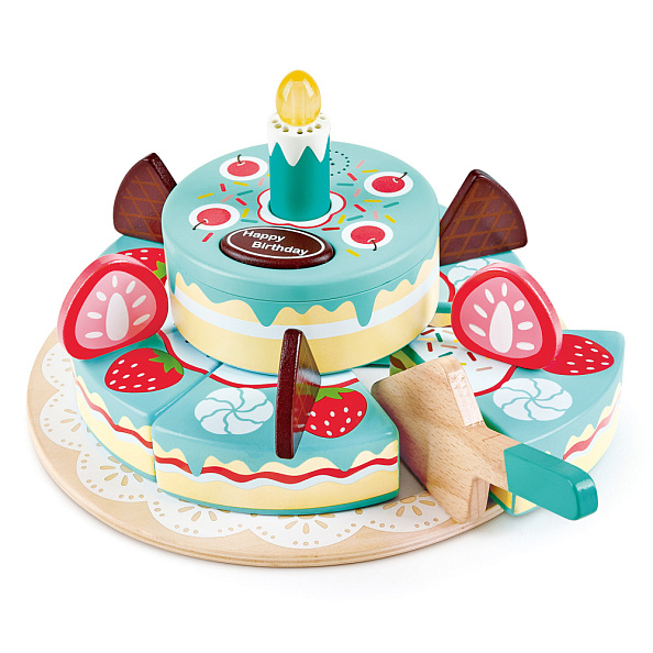 Hape игровой набор торт Счастливого дня рождения, 15 предметов - фото  4