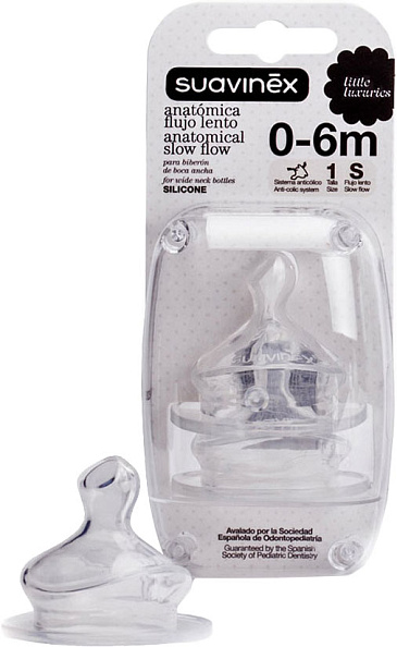 Suavinex соска 0+ до 6 месяцев силиконовая анатомическая 2 штуки - фото  1