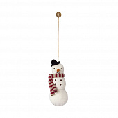 Maileg Игрушка текстильная елочная &quot;Снеговик&quot;, с шарфиком в красную полоску