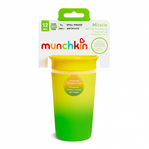 Munchkin поильник MIRACLE® 360° Colour Changing желтый 266 мл.12+