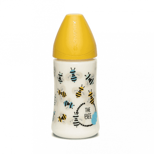 Suavinex бутылка 0+ 270 мл круглая силиконовая соска BEE желтый - фото  1