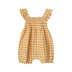 Babybu комбинезон укороченный со сборками на резинке PINEAPPLE GINGHAM 70% органический хлопок 30% л