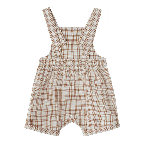 Babybu комбинезон на лямках GINGER GINGHAM 70% органический хлопок 30% лен цвет бежевый - фото  2