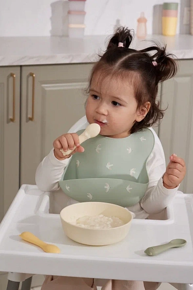 Edda ложка детская набор 3 штуки силикон Пудра - фото  4