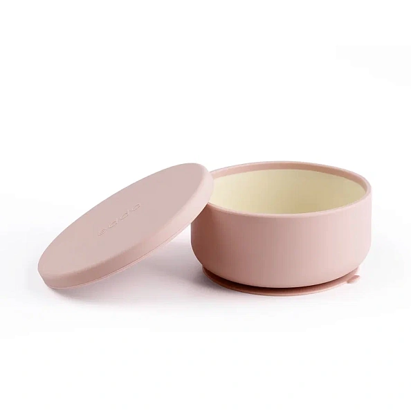 Edda миска на присоске с крышкой силикон Пудра - фото  1