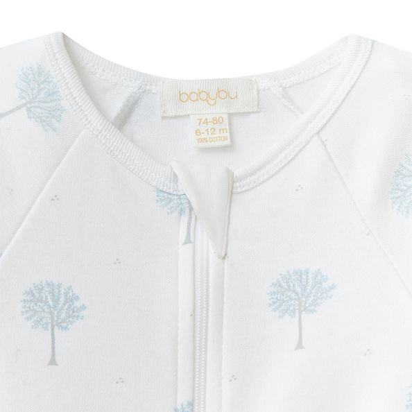 Babybu комбинезон на молнии Pale Blue Tree 100% органический хлопок  - фото  3