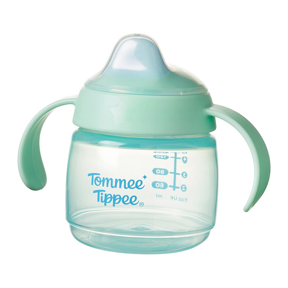 Tommee Tippee поильник Starter, с носиком и ручками, 150 мл, 4 м+, зеленый - фото  1