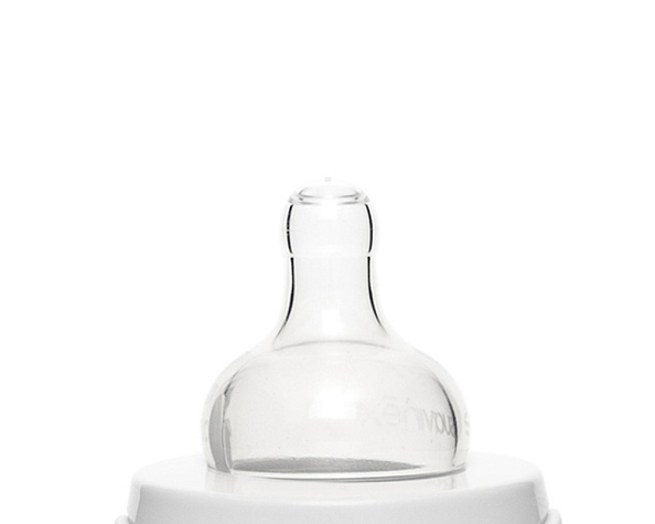 Suavinex бутылка 150мл с круглой силикиновой соской (3 позиции) Hugge Baby, серый.зайка
