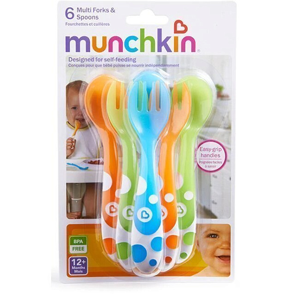 Munchkin набор столовых приборов детский, ложка 3шт., вилка 3шт. пластиковые с 12 мес. - фото  7