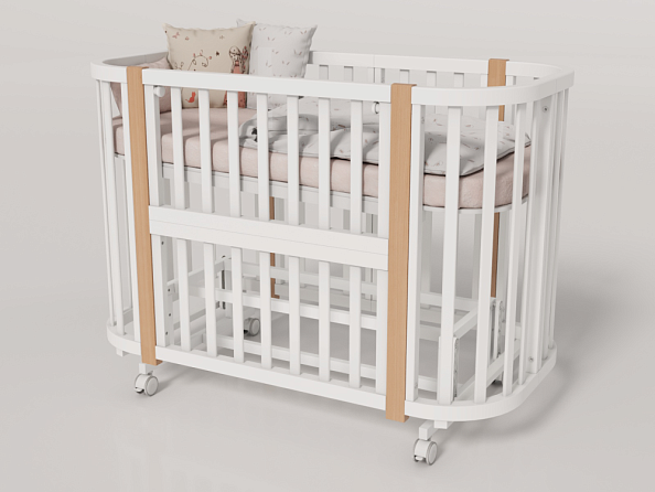 OLANT BABY кровать-трансформер с маятником Vila белый/бук - фото  18