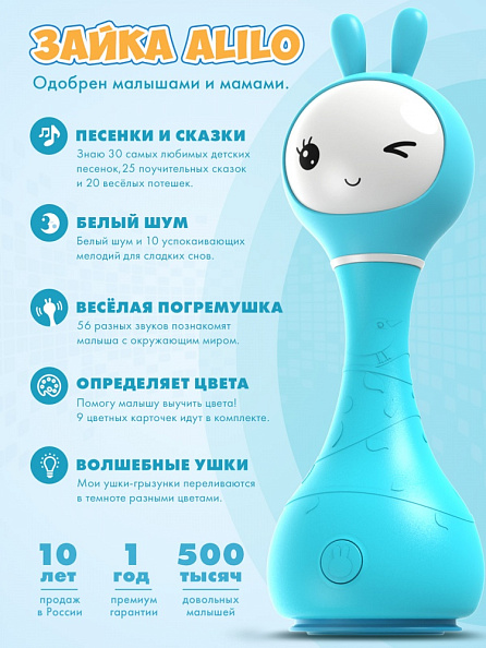 Alilo игрушка Умный зайка R1 музыкальная интерактивная синий - фото  3