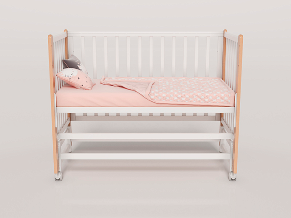 OLANT BABY кровать детская с маятником Bliss белый/бук - фото  16