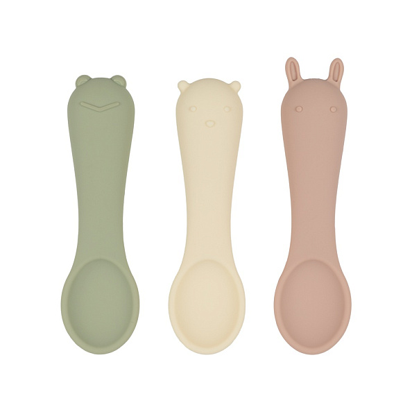 Edda ложка детская набор 3 штуки силикон Пломбир/микс - фото  1