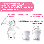 Chicco молокоотсос ручной с бутылочкой и с соской Natural Feeling