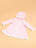 leoking комплект(платье и чепчик) цвет розовый