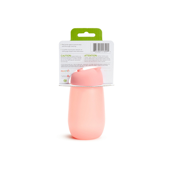 Munchkin поильник непроливайка с трубочкой Simple Clean Straw 296 мл с 12 мес., розовый  - фото  7