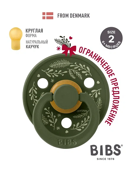 BIBS пустышка латексная Colour Holiday - Leaf - Hunter Green/Sage - фото  2