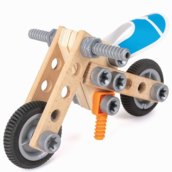 Hape игровой набор для сборки мотоцикла, серия Конструктор в чемоданчике - фото  4