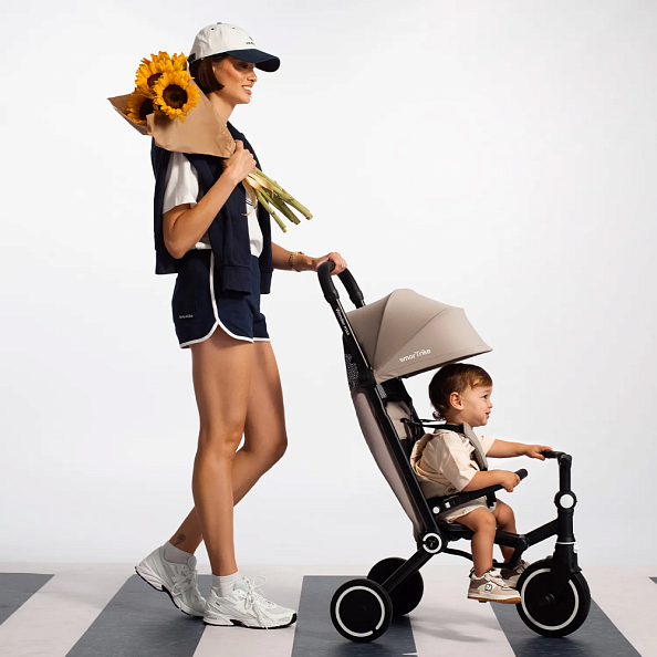 SMARTRIKE Трехколесный складной велосипед Wonder max, Stone Beige - фото  9