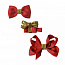Milledeux Набор заколок "Бантики и подарок", коллекция "Classic Christmas", скарлет с золотистым