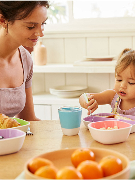 Munchkin тарелки миски детская  Splash™ набор 2шт. с 6 мес., розовая фиолетовая - фото  8