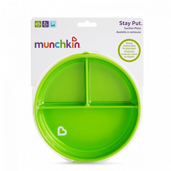 Munchkin тарелка детская на присоске секционная Stay Put™с 6 мес., зеленая - фото  6