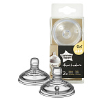 Tommee Tippee соска силиконовая для бутылочки Closer to nature, переменный поток, 0+, 2 шт.