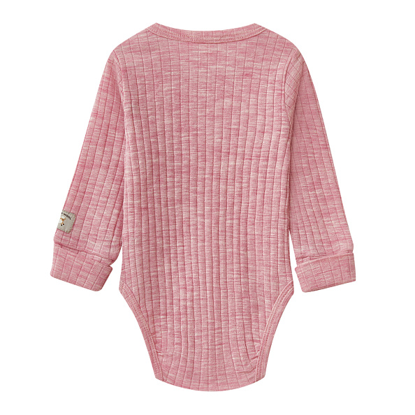 Babybu боди с длинным рукавом из 100% шерсти мериноса Lavender Melange - фото  2