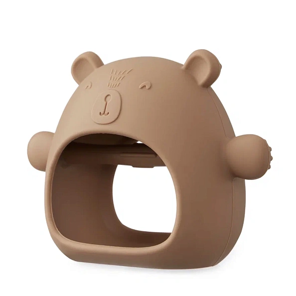 Happy Baby прорезыватель силиконовый массажер для десен bear caramel