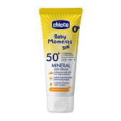 Chicco крем 0+ солнцезащитный минеральный SPF50+, 75 мл Baby Moments sun