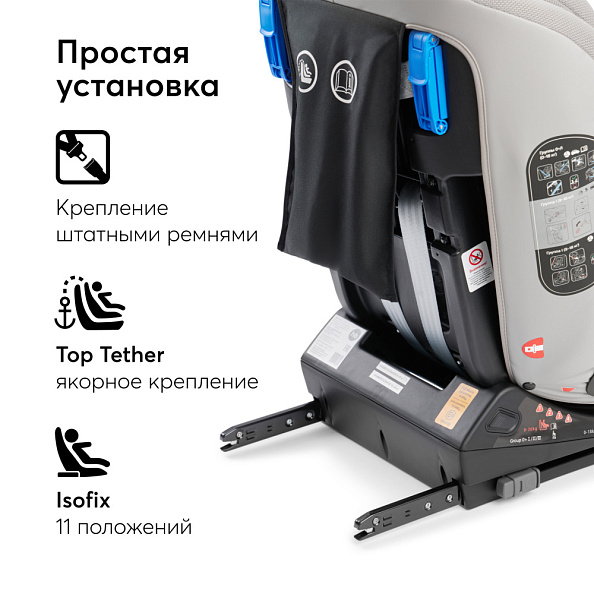 Happy Baby автокресло 0+ OREX grey (0-12 лет, до 36 кг) - фото  7