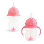 Munchkin поильник Click Lock Any Angle™ с трубочкой 207 мл./280 мл. с 6 мес 2шт, розовый - фото 1