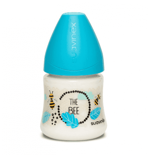 Suavinex бутылка &quot;BEE&quot; с круглой силиконовой соской 150 мл с рождения цвет голубой