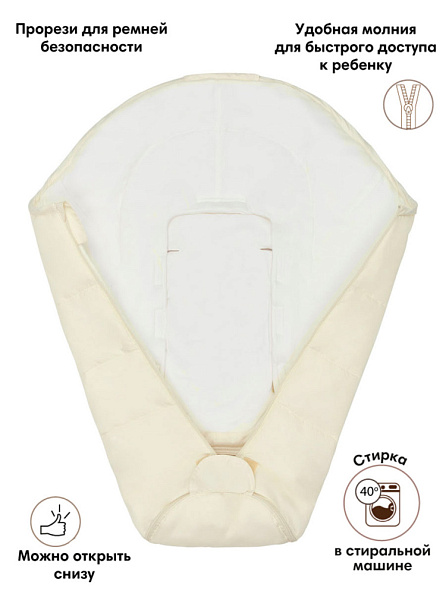 OLANT BABY конверт Siberia Mini в автокресло и коляску молочный - фото  5