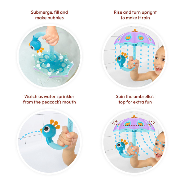 Yookidoo игрушка водная Зонтик павлин-создай дождь, фиолетовый - фото  4