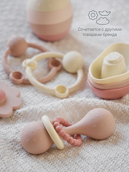 Edda погремушка - прорезыватель Гантеля, Пудра - фото  7