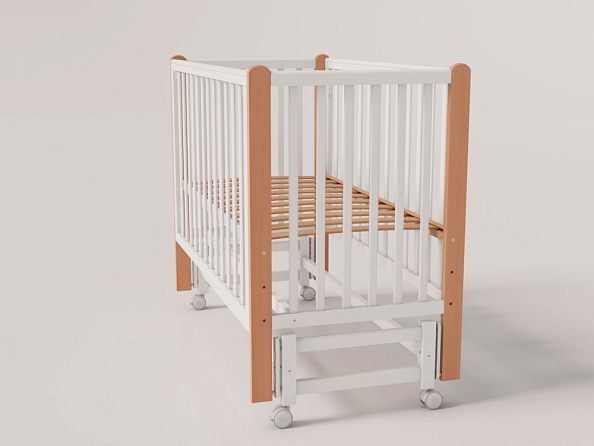 OLANT BABY кровать детская с маятником Bliss белый/бук - фото  15