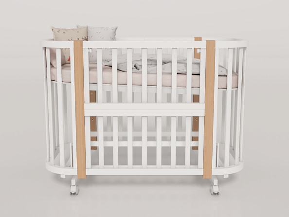 OLANT BABY кровать-трансформер с маятником Vila белый/бук - фото  15