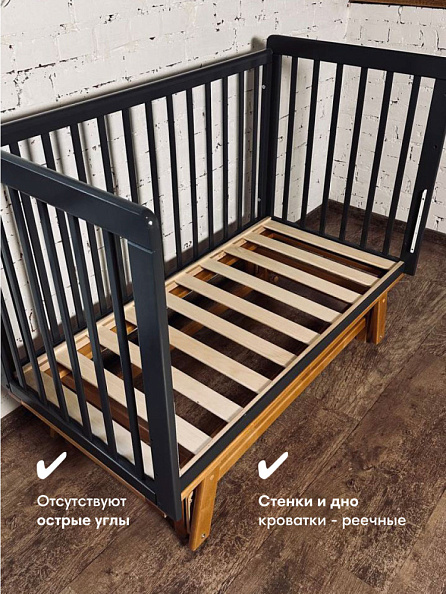 OLANT кровать с маятником Скаген ЕССО графит/бук - фото  3