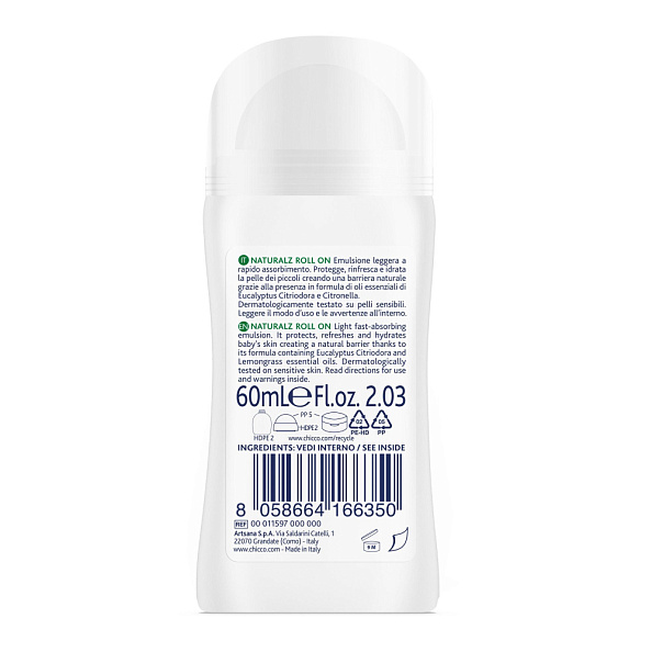 Chicco роллер для защиты от комаров 2 месяца+ с эвкалиптом и лемонграссом Naturalz, 60 мл - фото  3