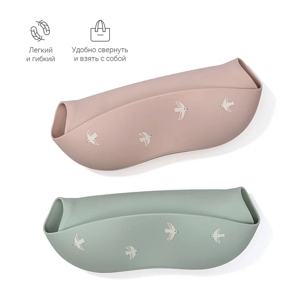 Edda нагрудник силиконовый Птички, Пудра - фото  3