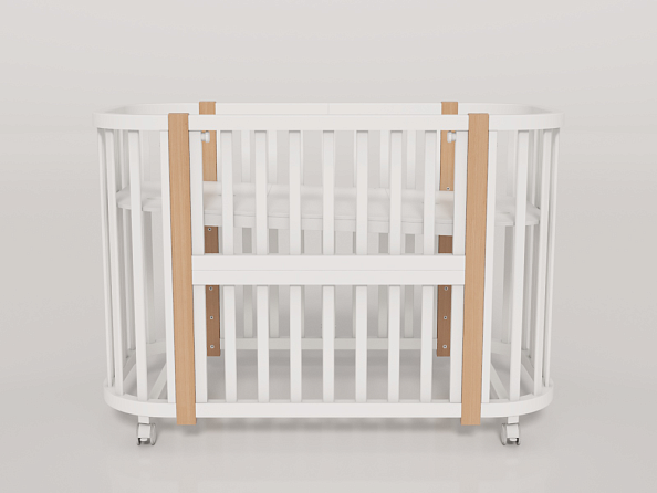 OLANT BABY кровать-трансформер с маятником Vila белый/бук - фото  3