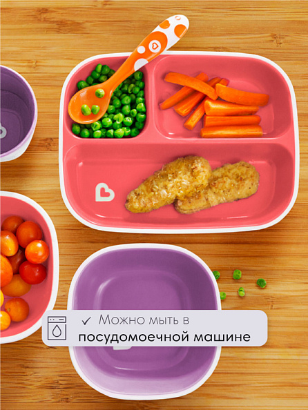 Munchkin тарелки детские секционные Splash™ набор 2шт. с 6 мес., розовая фиолетовая - фото  7