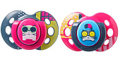 Tommee Tippee соска-пустышка силиконовая Fun Style для девочек, 18-36 мес., 2 шт.