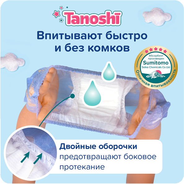 Tanoshi подгузники трусики 5 для мальчиков, размер XL 12-17 кг, летние шортики 20 шт, лимитированная - фото  4