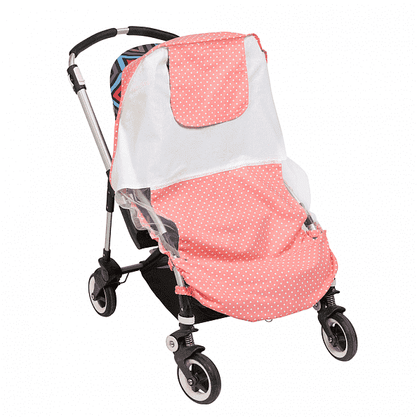 Mammie Cолнцезащитный тент для коляски - розовый горошек
