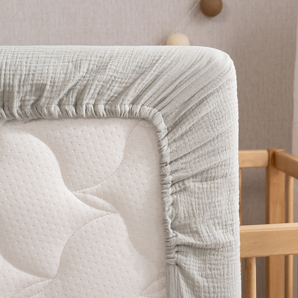 Perina простыня на резинке детская  Muslin (шалфей)  - фото  4