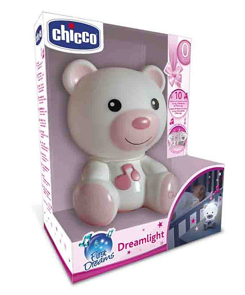 Chicco ночник-мини музыкальный Медвежонок Dreamlight розовый                           - фото  3