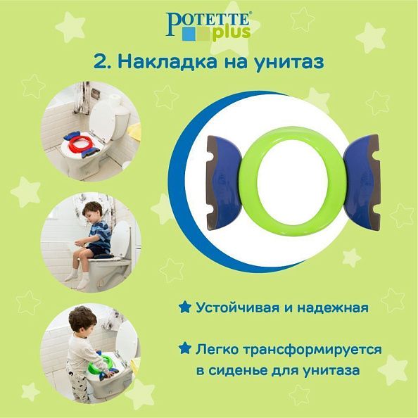 Potette Plus комплект 3-в-1: горшок + вставка силиконовая + 10 впитывающих пакетов